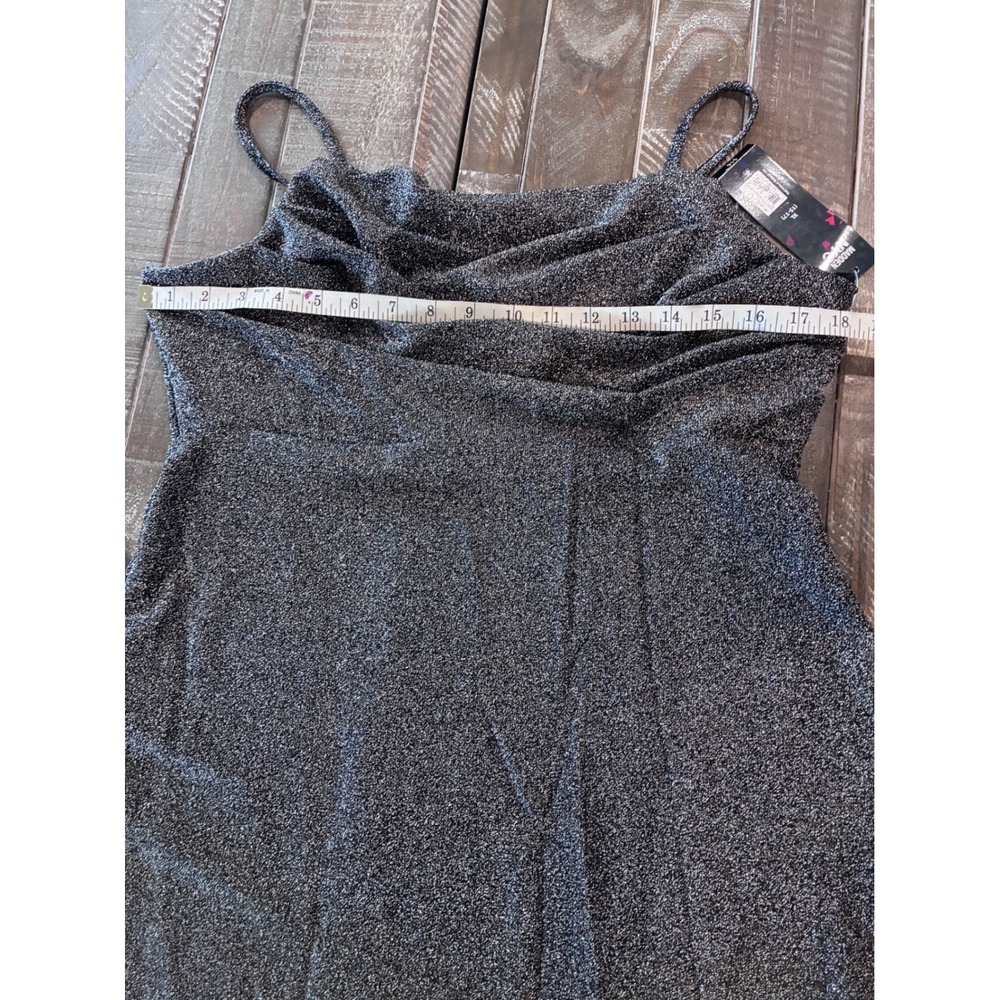 Madden NYC Black Sparkle Glitter‎ Spaghetti Strap Cowl Neck Midi Dress XL - Picture 6 of 9